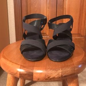 Navy blue criss-cross heels